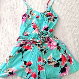 Floral turquoise romper